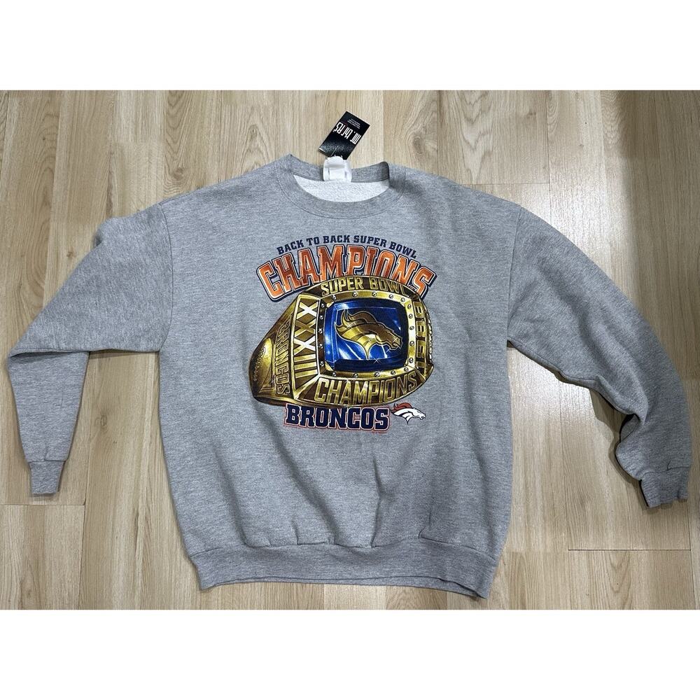 Vintage Denver Broncos Crewneck Back to Back Mens XL Super Bowl Ring